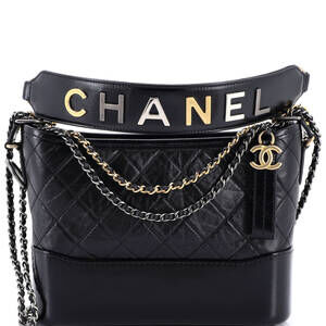Chanel Medium Gabrielle Hobo with Logo Handle Quilted Aged Calfskin